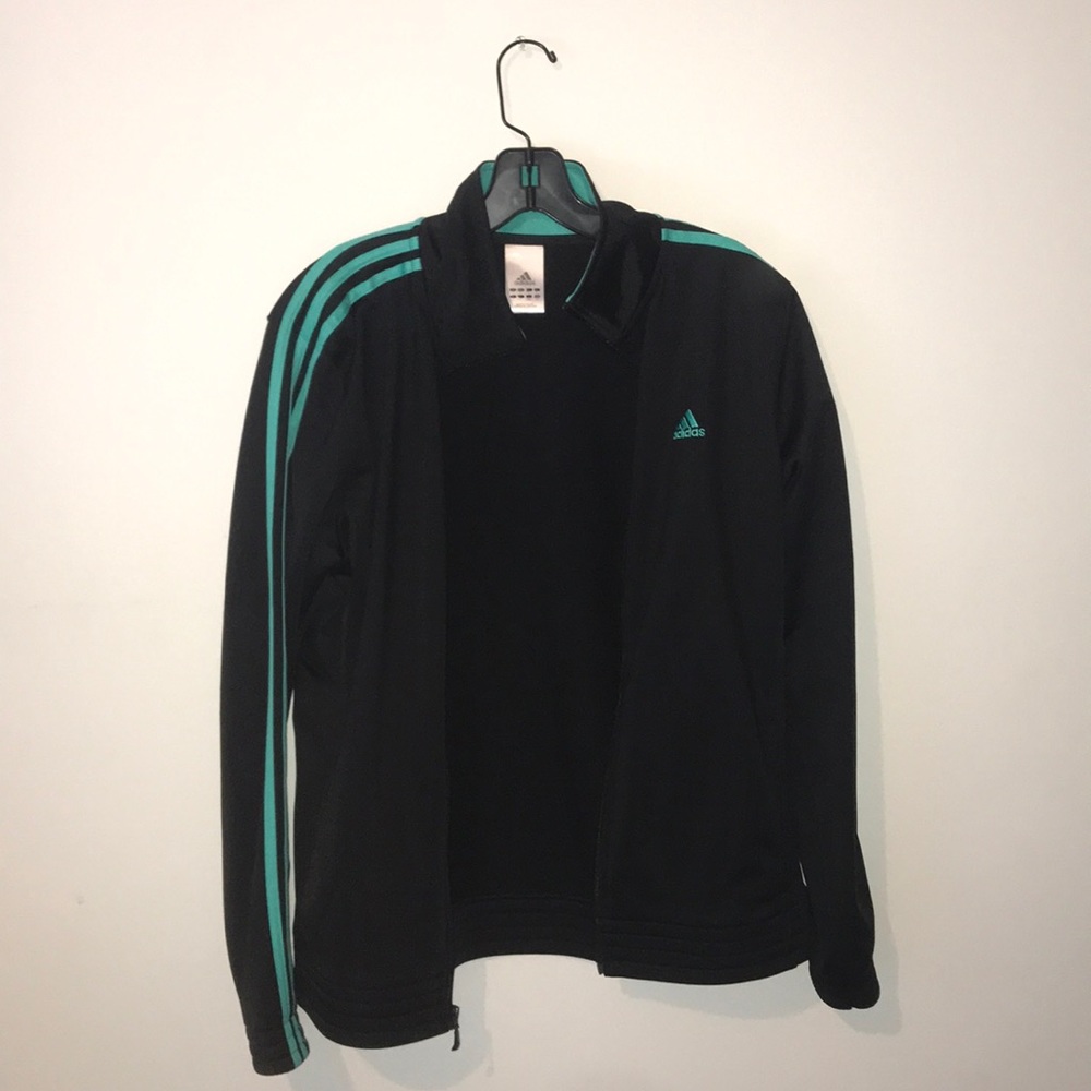 Black and Teal Adidas Jacket
